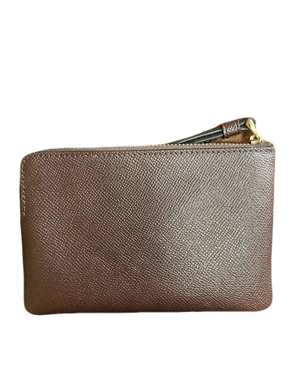 Coach Corner Zip Wristlet Dark Merlot Crossgrain Leather Gold-Tone Hardware